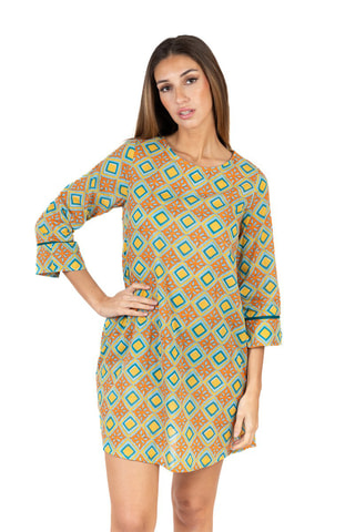 Jurk - Blauw en oranje