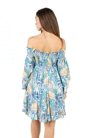 Jurk met Ruches - Blauw en oranje