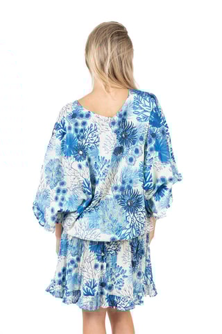 Jurk met Ruches - Wit en blauw