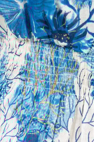 Jurk met Ruches - Wit en blauw