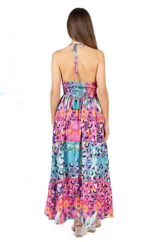 Lange Jurk - Blauw en roze