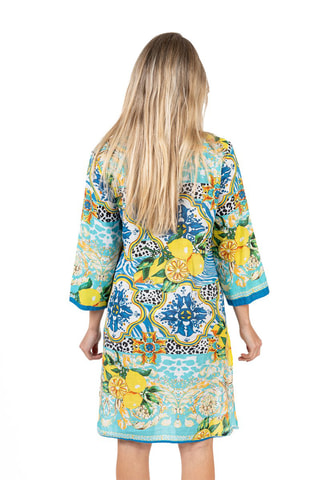 Jurk - Blauw en geel