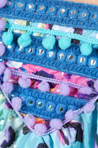 Jurk met Ruches - Blauw en roze