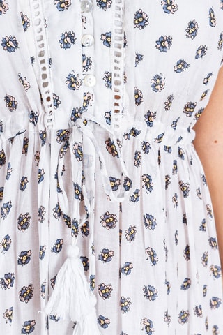 Wijduitlopende Jurk - Wit, zwart en geel