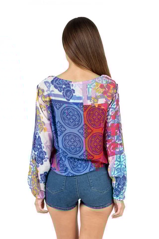 Blouse - Blauw en roze