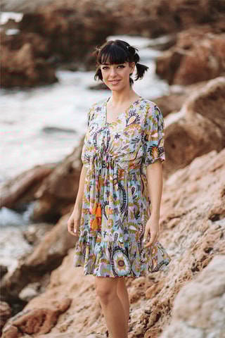 Jurk - Blauw en oranje