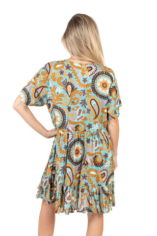 Jurk - Blauw en oranje