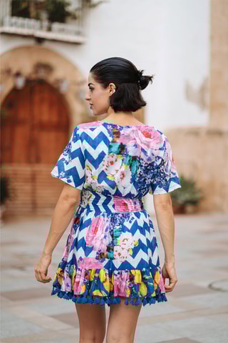 Jurk met Ruches - Blauw