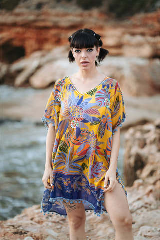 Kaftan - Blauw en geel