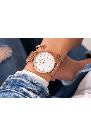 Montre à quartz en acier - Doré rose et blanc 