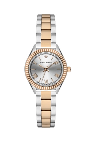 Montre à quartz en acier et diamant