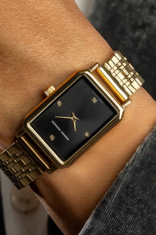 Montre à quartz en acier et diamants