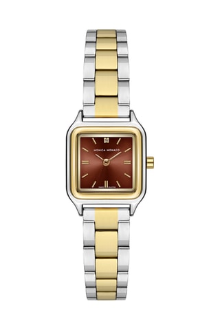 Montre à quartz en acier et diamant - Argenté et doré