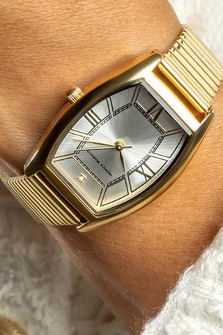 Montre à quartz en acier et diamant - Argenté et doré