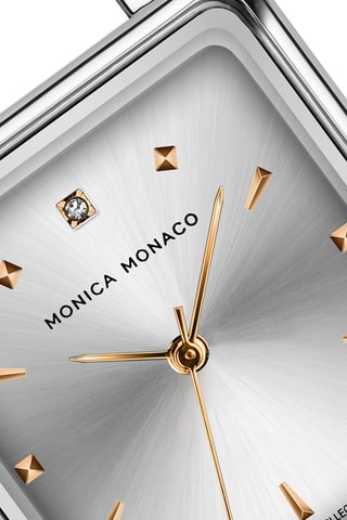 Montre à quartz en acier et diamant