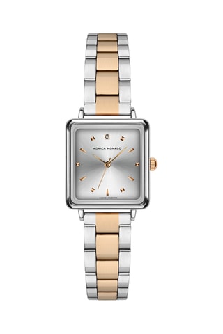 Montre à quartz en acier et diamant