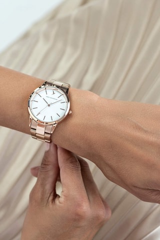 Montre à quartz en acier - Doré rose et blanc - Emily Westwood