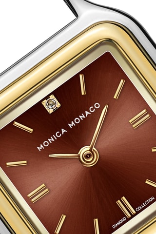 Montre à quartz en acier et diamant