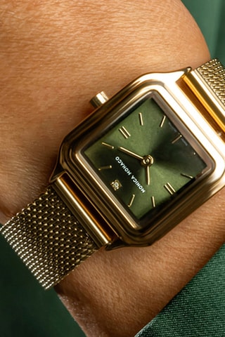 Montre à quartz en acier et diamant