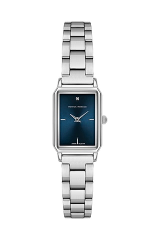 Montre à quartz en acier et diamant - Argenté