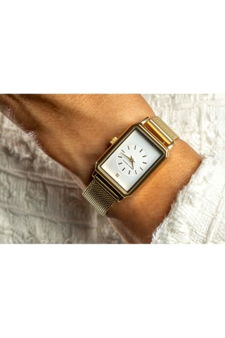 Montre à quartz en acier et diamant - Doré