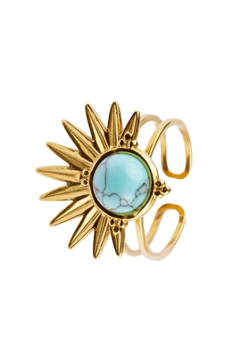 Bague - Plaqué or jaune et turquoise