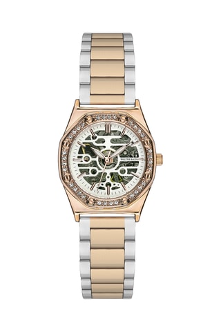 Montre squelette automatique en acier - Doré et argenté