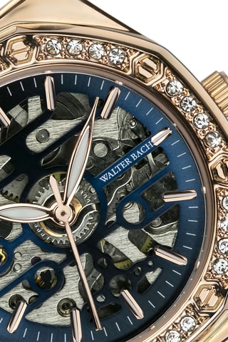 Montre squelette automatique en acier - Doré et argenté