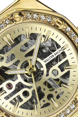 Montre squelette automatique en acier - Doré