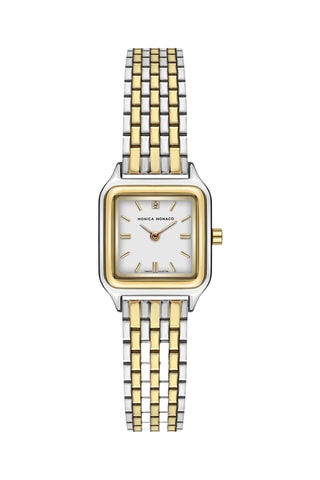 Montre à quartz en acier et diamant - Doré et argenté