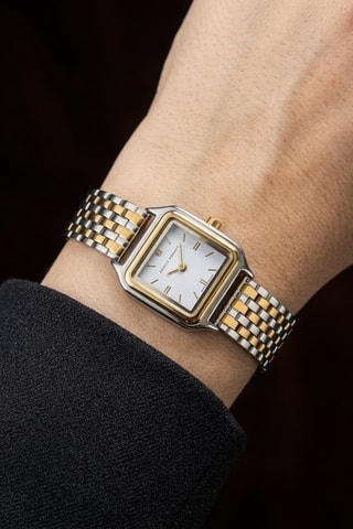 Montre à quartz en acier et diamant - Doré et argenté