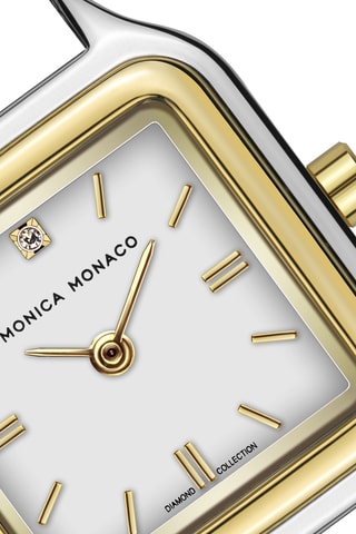 Montre à quartz en acier et diamant - Doré et argenté