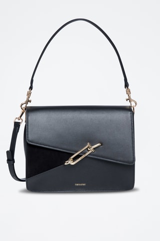 Sac bandoulière en croûte de cuir Maureen - Noir