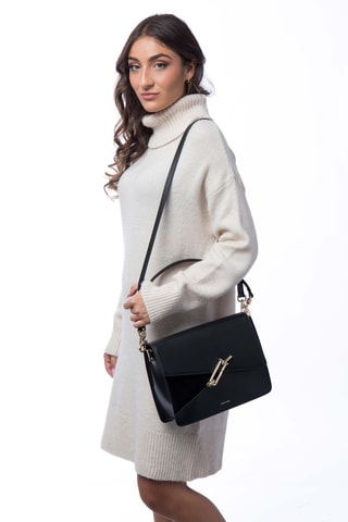 Sac bandoulière en croûte de cuir Maureen - Noir