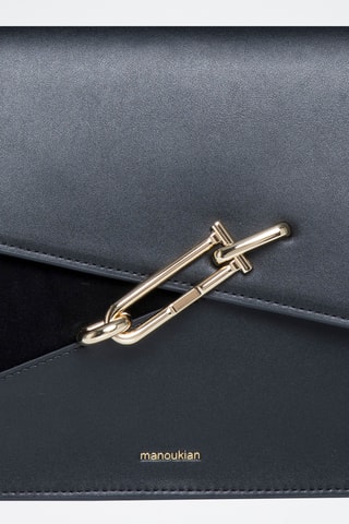 Sac bandoulière en croûte de cuir Maureen - Noir