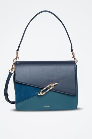 Sac bandoulière en croûte de cuir Maureen - Bleu