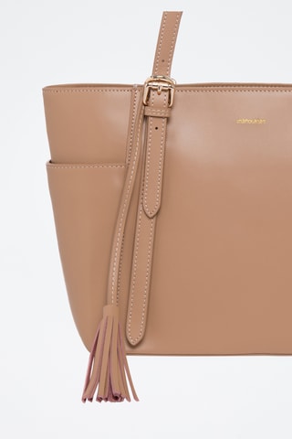 Sac porté épaule en cuir Carambole - Beige