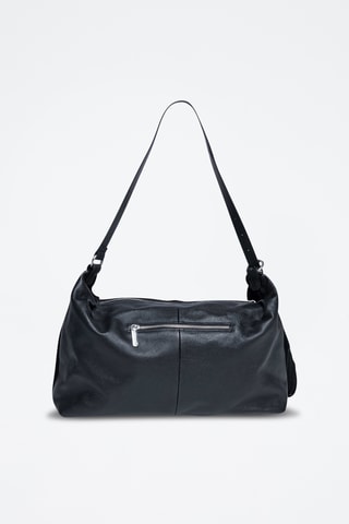 Sac porté épaule en croûte de cuir Nili - Noir