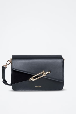 Sac bandoulière en croûte de cuir Mandy - Noir