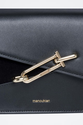 Sac bandoulière en croûte de cuir Mandy - Noir