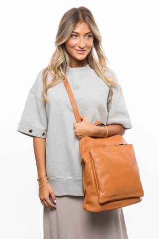 Sac à dos en cuir Lilymac - Marron