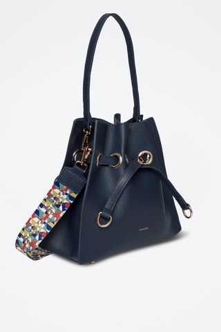 Sac seau en cuir Paradis - Bleu marine