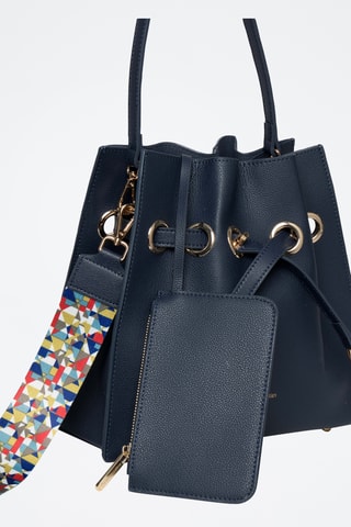 Sac seau en cuir Paradis - Bleu marine