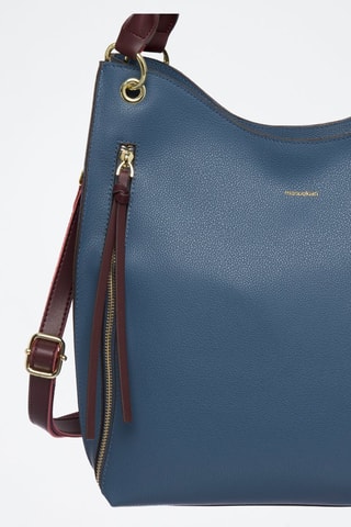 Sac porté épaule en cuir Nicole - Bleu
