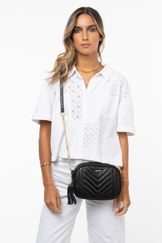 Sac bandoulière en croûte de cuir Arion - Noir