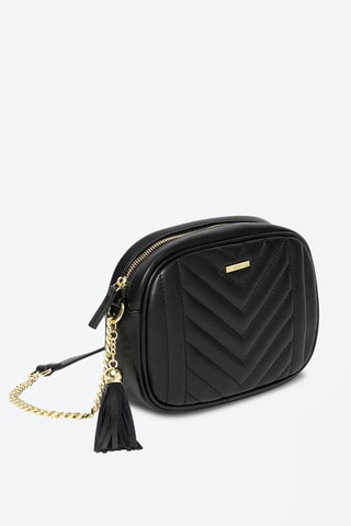 Sac bandoulière en croûte de cuir Arion - Noir