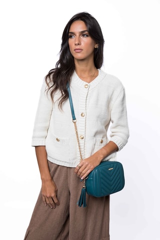 Sac bandoulière en croûte de cuir Arion - Bleu