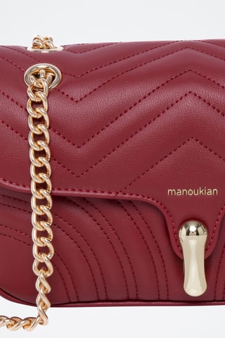 Sac porté épaule en croûte de cuir Agatha - Bordeaux