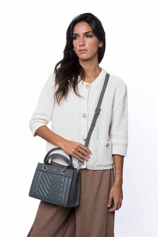 Sac à main en cuir Paoline - Gris foncé