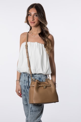 Sac à main en cuir Vahina - Marron clair